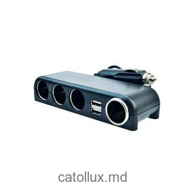 Adaptor triplu pentru bricheta auto, 4 iesiri si 2 porturi USB  Janeca CDS-229 