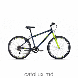 Горный велосипед ALTAIR MTB HT 26 1.0 (26" 7 ск. рост 19") 2020-2021, темно-синий/зеленый 