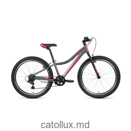 Городской велосипед FORWARD JADE 24 1.0 (24" 7 ск. Рост 12") 2020-2021, серый/розовый 