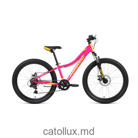 Городской велосипед FORWARD JADE 24 2.0 disc (24" 7 ск. Рост 12") 2020-2021, розовый/золотой 