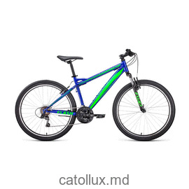 Горный велосипед FORWARD FLASH 26 1.2 (26" 21 ск. Рост 17") 2020-2021, синий/ярко-зеленый 