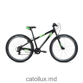 Велосипед подростковый FORWARD TORONTO 26 1.2 (26" 7 ск. Рост 13") 2020-2021, черный/ярко-зеленый 
