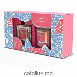 Odorizant набор Areon Home Perfume Sticks 150ml + свеча (Lily of the Valley) 