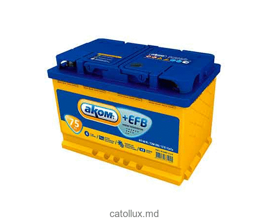 Аккумулятор АКОМ + EFB 6СТ-75 Euro 