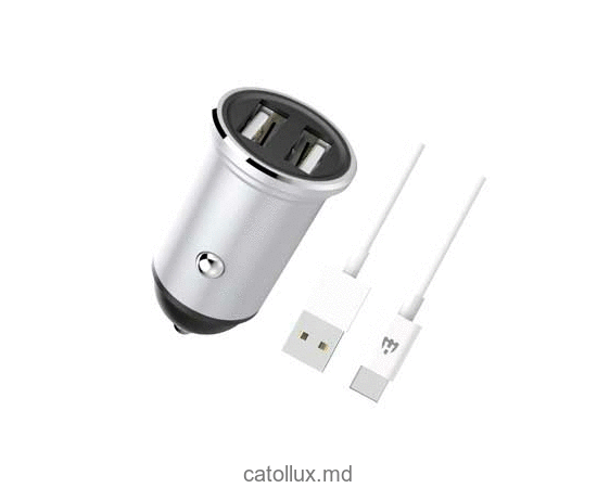 Incarcator auto HELMET HLPCARC2USBMSLCar Charger 2USB 2.4A Micro USB Cable 