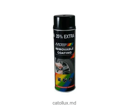 Vopsea cu cauciuc Motip 04302 SprayPlast 500ml Black Gloss (negru lucios) 