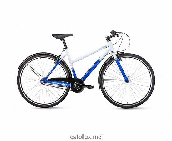 Bicicletă urbană FORWARD CORSICA 28 (28 "3 viteze 500 mm) 2018-2019, alb / albastru 