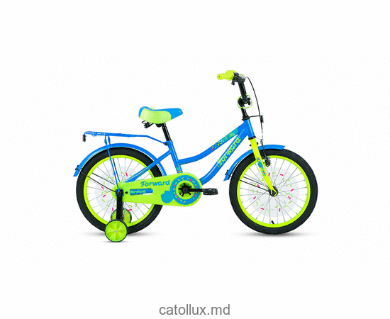 Велосипед детский FORWARD FUNKY 18 (18" 1 ск.) 2020-2021, голубой/ярко-зеленый 