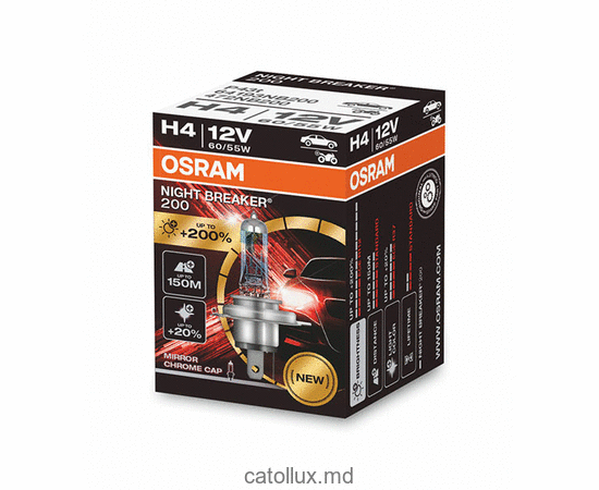 Галогенная лампа Osram 64193 NB200 +200% H4 12V 60/55W  Галогенная лампа Osram 64193 NB200 +200% H4 12V 60/55W
