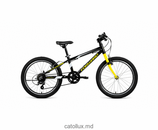Велосипед подростковый FORWARD RISE 20 2.0 (20" 7 ск. Рост 10.5") 2020-2021, черный/желтый 