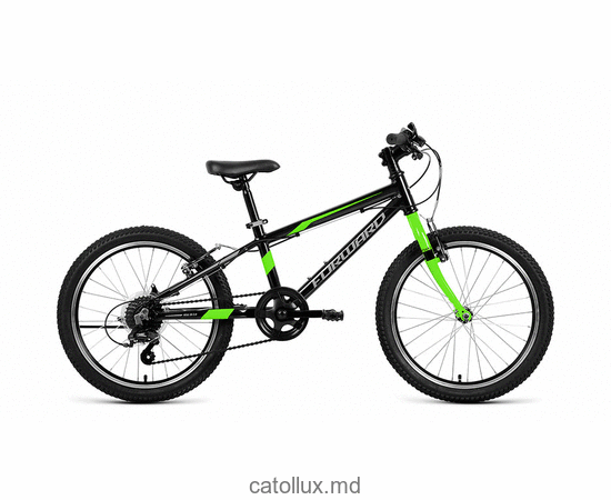 Велосипед подростковый FORWARD RISE 20 2.0 (20" 7 ск. Рост 10.5") 2020-2021, черный/ярко-зеленый 