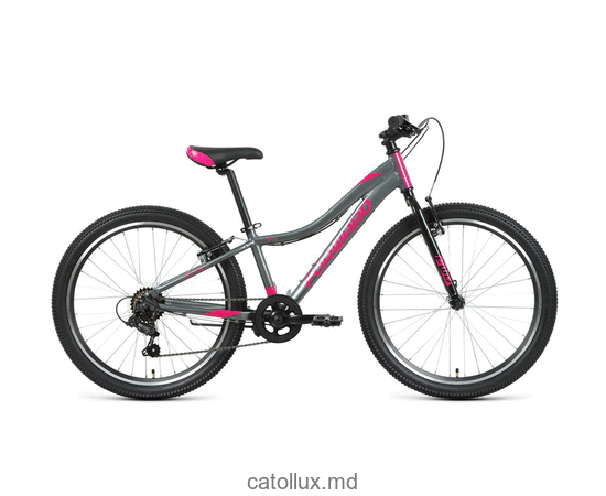 Bicicletă urbană FORWARD JADE 24 1.0 (24 "7 viteze. Înălțime 12") 2020-2021, gri / roz  Bicicletă urbană FORWARD JADE 24 1.0 (24 "7 viteze. Înălțime 12") 2020-2021, gri / roz