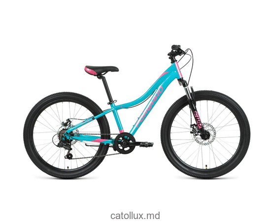 Bicicletă urbană FORWARD JADE 24 2.0 disc (24 "7 viteze. Înălțime 12") 2020-2021, turcoaz / roz  Bicicletă urbană FORWARD JADE 24 2.0 disc (24 "7 viteze. Înălțime 12") 2020-2021, turcoaz / roz