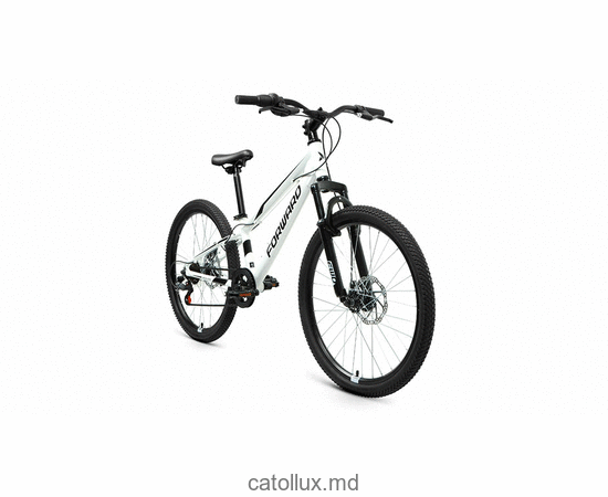 Велосипед подростковый FORWARD RISE 24 2.0 disc (24" 7 ск. Рост 11") 2020-2021, белый/черный 
