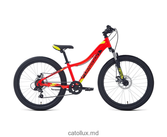 Велосипед подростковый FORWARD TWISTER 24 2.2 disc (24" 7 ск. Рост 12") 2020-2021, красный/ярко-зеленый  Велосипед подростковый FORWARD TWISTER 24 2.2 disc (24" 7 ск. Рост 12") 2020-2021, красный/ярко-зеленый