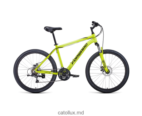 Горный велосипед FORWARD HARDI 26 2.0 disc (26" 21 ск. Рост 17") 2020-2021, ярко-желтый/черный 