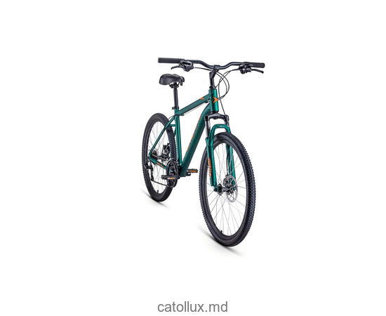 Горный велосипед FORWARD HARDI 26 2.0 disc (26" 21 ск. Рост 17") 2020-2021, зеленый матовый/оранжевый 