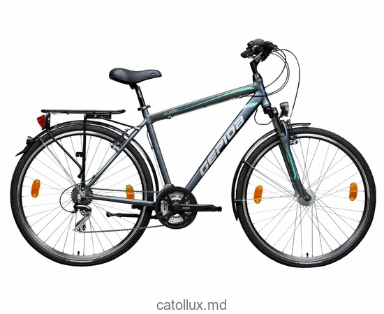 Bicicletă de oraș pentru barbati ALBOIN 200 PRO 28" M-21 Marimea-52 gri-turcoaz 