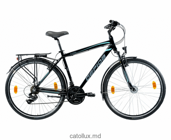 Bicicletă de oraș pentru barbati ALBOIN 200 28" M-21S Marimea-52 negru-turcoaz 