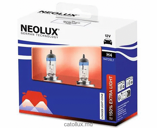 Галогенная автолампа Neolux N472EL1-2SCB +150%  H4 12V 60/55W 