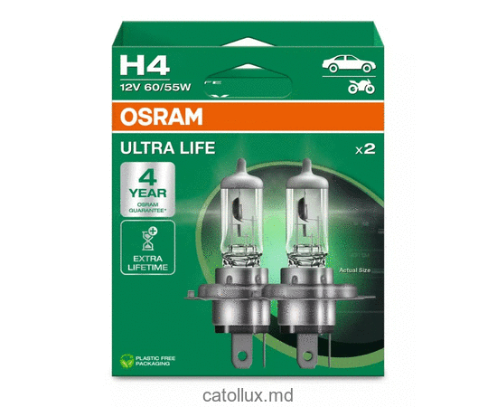 Автолампы Osram 64193 ULT-HCB 60/55W 12V P43t H4 