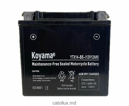 Аккумулятор KOYAMA moto YTX14-BS (12V 12Ah 200A) 150x87x145 