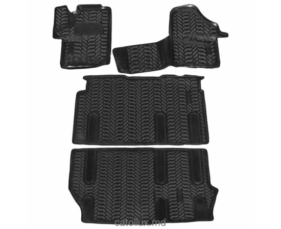 62540 Mercedes-Benz Vito (W447) (2014-) covoraș de cauciuc auto pentru interior (3D cu suport pentru călcâi, complet,3 rânduri) (element de prindere) 