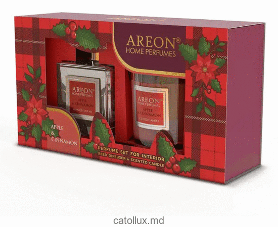 Odorizant набор Areon Home Perfume Sticks 150ml + свеча (Apple & Cinnamon) 