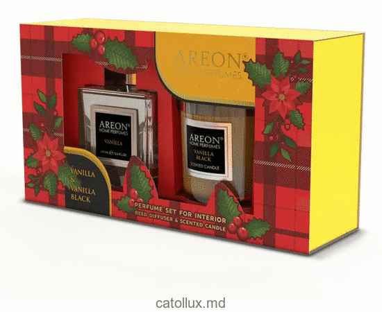 Odorizant набор Areon Home Perfume Sticks 150ml + свеча (Vanilla Black) 