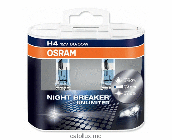 Bec auto OSRAM H4 Night Breaker Unlimited 12V 60/55W P43t (64193NBU BOX)  Bec auto OSRAM H4 Night Breaker Unlimited 12V 60/55W P43t (64193NBU BOX)
